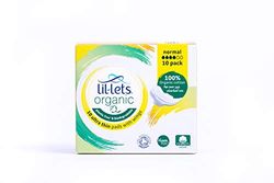 Lil-Lets Organic Cotton Normal Pads, 10 Count, Ultra Thin, with Wings, for Light to Medium Flow, GOTS Certified, Plastic Free, Biodegradable, 100% Organic Cotton Top Cover and Absorbent Core