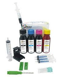 refill24 Kit de Recharge Compatible pour Cartouches d'encre Canon 545/546/545 XL/546 XL avec Bouteilles d'encre Noire et Couleur de Grande qualité, Support et Accessoires