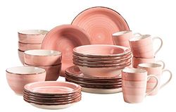 MÄSER 931615 Bel Tempo II - Vajilla para 6 personas (30 piezas, cerámica pintada a mano), color rosa