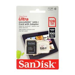 SANDISK Ultra MicroSDXC 128GB + SD Adapter 100MB/S Class 10 UHS-I Tablet Packaging