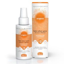 Helan, Vogliadisole Respect - Crema solar 30 ml en spray, alta protección solar 30 frente a eritemas y quemaduras solares, crema resistente al agua con vitamina E frente a rayos UVA/UVB 150 ml