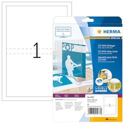HERMA 5037 - Inserto per CD/DVD perforato, 800 fogli, 273 x 183 mm, 1 pezzo per foglio A4, 800 copertine di carta, stampabili, colore: bianco opaco