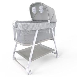 Ingenuity cuna Lullanight, 4 ruedas, sonidos y melodías, 2 peluches, unisex, Recién nacido a 5 meses - Gem