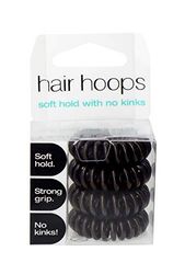 Hair Hoops, Soft Hold, No Kinks, Hair Ties - Brown - 4 Pack