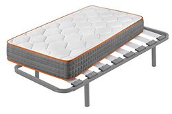 Cama express Colchón Viscoelástico Confort Luxe + Somier Hermes con 4 Patas 32 cm, Medida : 80 x 190 cm