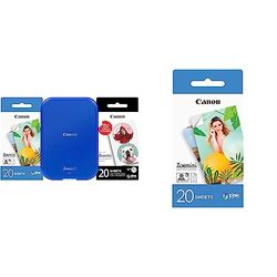 Canon Zoemini 2 Printing Kit Marineblau (INKL. 20x ZP-2030 + 10x Circle Sticker) & Papier Photo Zink 5 נ7,6 cm Zoemini | Pack de 20 Feuilles | Impression sans Encre | Résistant