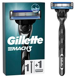 Gillette Mach3 Scheersysteem Met 3 Mesjes Voor Mannen, 1 Handvat, 1 Navulmesje, Met Handgreep Van Roestvrij Staal