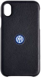 Inter Hi Tech Artisans Cover iPhone XS Max Ufficiale FC, Custodia Cellulare in Vera Pelle Nera e Blu, Custodia iPhone Fatta a Mano in Italia, Logo Nuovo, Resistente agli Urti, Nero/Blu