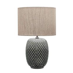 Pauleen 48153 Pretty Classy Ceramica Lampada da Tavolo con Paralume in Tessuto Chiaro Max. 60W E27 Scuro 230V, Grigio, Beige