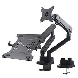 Maclean MC-813 - Supporto per Monitor con Molla a Gas, per Laptop e Monitor VESA 75 x 75 100 x 100 17"-32", per 1 Monitor e 1 Laptop