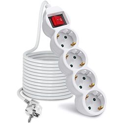 EXTRASTAR Stekkerdoos 3 meter met 4 stopcontacten en witte schakelaar