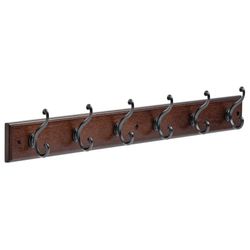 Liberty Hardware 165541 Coat Rack, 27-Inch, Wall Mounted Coat Rack with 6 Decorative Hooks, Soft Iron and Cocoa