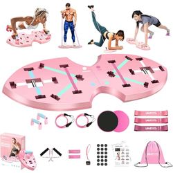 LALAHIGH Home Gym Apparatuur, Upgraded Push Up Board, 32 in 1 Home Workout Set met Opvouwbare Push Up Bar, Weerstandsbanden, Core Sliders voor Body Toning & Krachttraining - Premium Pink Edition