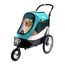 Petique Grote hondenwagen - hondenkinderwagen - hondenkinderwagen - wandelwagen - 3 wielen, geventileerde veiligheidsgordel, reisvervoer - hondentrolley voor grote/middelgrote honden en katten, UK