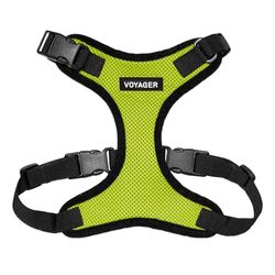 Best Pet Supplies Voyager Pettorina per animali domestici con chiusura Step-in, per tutte le condizioni atmosferiche, regolabile, per cani e gatti, finitura verde lime/nero, S
