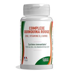 QUINQUINA ROUGE - Zinc, Vitamine D Naturelle, Cuivre, et Quinquina Rouge - Complément Alimentaire Immunité - Extrait Concentré de Qualité Supérieur - 60 Gélules - 30 Jours - Fabrication Française