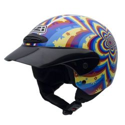 NZI Single Jr II Graphics Motorcycle Helmet, Blue/Yellow/Orange/Red Flowers, 55-56