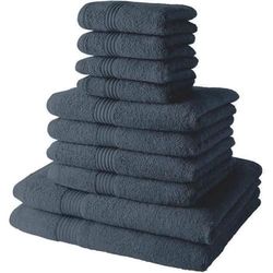 TODAY Set di 4 asciugamani da bagno 30 x 50 + 4 asciugamani da bagno50 x 90 + 2 lenzuola da bagno 70 x 130 cm, 100% cotone, denim