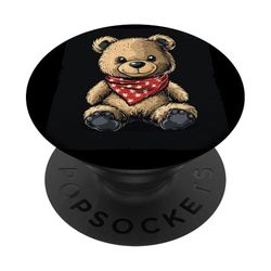 Oso de peluche bandana balanceando el aspecto clásico Rockabilly PopSockets PopGrip Adhesivo
