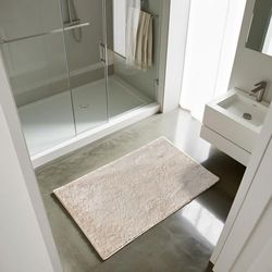 Comart - Faith badkamertapijt - rechthoekig tapijt 45 x 75 cm - zacht en pluizig onder de voeten - middenpool - sneldrogend en waterbestendig - antislip - machinewasbaar - crème