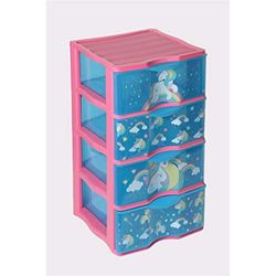 DRW Cassettiera 4 cassetti PVC Unicorno 40x38x64 cm