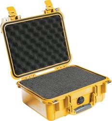 PELI 1400 valise de transport antichoc, étanche IP67, capacité de 9L, fabriquée en Allemagne, avec insert en mousse personnalisable, jaune