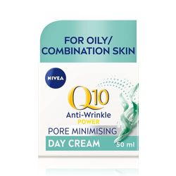 NIVEA Q10 Anti-Wrinkle Power Pore Minimising Day Cream SPF 15 (50ml), Anti-Wrinkle Face Cream with Skin Identical Q10 and Algae Extract, Face Cream for More Refined Skin