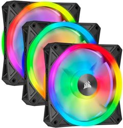 Corsair QL120 RGB Ventola con 102 LED RGB PWM Regolabili, Fino a 1.500 Giri/Min, Silenziosa, Smorzatori in Antivibrazione, iCUE QL 120 mm, Confezione da 3 con Lighting Node CORE, Nero/RGB