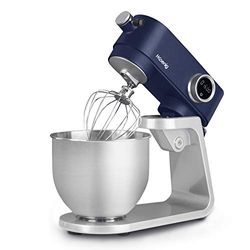 H.Koenig KM126 - Robot da cucina professionale, multifunzione, 5 l, in acciaio inox blu opaco, potente, 800 W, robot da cucina e pasticceria, 8 velocità, 3 ganci accessori