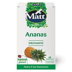 Matt - Integratore Ananas - Integratore Alimentare ad Effetto Drenante, Contro gli Inestetismi Cutanei della Cellulite - 40 Compresse (16 g)