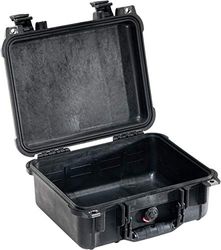 PELI 1400 ultratålig skyddsväska för objektiv och kameratillbehör, IP67-vatten- och dammtät, 9 liters kapacitet, tillverkad i Tyskland, inget skum, svart
