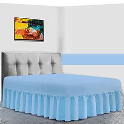 GC GAVENO CAVAILIA Percale Extra Deep Fitted Valance, Non Iron Frilled Sheets, Easy Care Plain Dyed Bedding 180 TC, Polycotton, Blue, Single