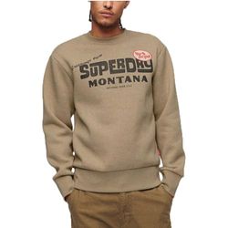 Superdry Travel Postcard Graphic Crew Sudadera, Marrón, Fleck Marl, M para Hombre