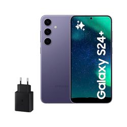 Samsung Galaxy S24+ y Cargador 45W, Móvil con IA, Smartphone Android, 12GB RAM Más Rápida, 512GB Almacenamiento, Cámara 50MP, Gran Pantalla, Batería Larga Duración, Violeta Cobalt (Versión Española)