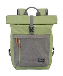 travelite BASICS Handbagage, rugzak met laptopvak, 15,6 inch, bagageserie Basics, dagrugzak, oprolbaar, praktische rugzak met oprolfunctie, 60 cm, 35 liter, 800 gram, groen-grijs, 60, Casual