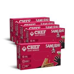 Samurai Chef Guantes negros para alimentos de nitrilo desechable no estériles (100 unidades Tg L) sin polvo y sin látex – Certificados para el contacto con los alimentos, excelente resistencia – 5