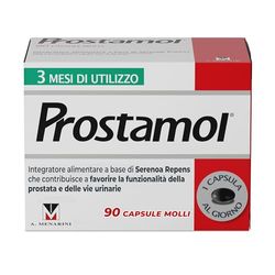 Prostamol 90 Capsule Molli - Integratore Alimentare a base di Serenoa repens (320 mg) per favorire la Funzionalità della Prostata e delle Vie Urinarie. Senza Glutine.