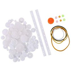 YUNIQUE GREEN-CLEAN-POWER - Kit de 60 Piezas de Poleas y Engranajes de Repuesto | Para Robótica, Drones, Autos RC | Ideal para Proyectos DIY, Blanco, 60 piezas, Plástico