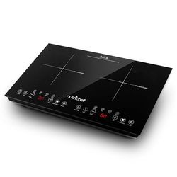 NutriChef placa de induccion doble, Portatil, Vitroceramica, 120V, Con bloqueo de seguridad para niños