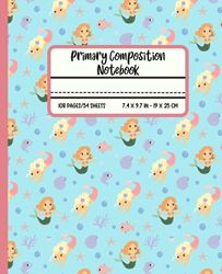 Primary Composition Notebook: Cute Mermaid Primary Story Journal For Grades K-2 with dotted midline and picture space