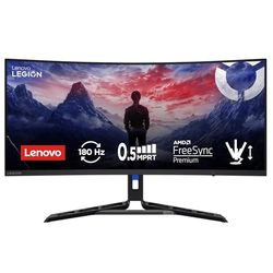 Lenovo Legion R34w-30 - Écran Gaming de 34" Incurvé avec Eyesafe (WQHD, VA, 180Hz, 0.5ms, HDMI+DP, Cable DP, AMD FreeSync, Haut-parleurs) Réglage en Inclinaison - Noir