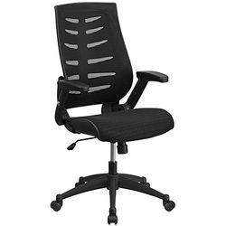 Flash Furniture Designerskie krzesło obrotowe z wysokim oparciem, czarne siateczkowe Executive z regulowanymi wysokościami, metalowe, 66,04 x 64,14 x 31,75 cm