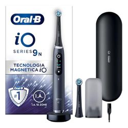Oral-B Spazzolino Elettrico Ricaricabile iO 9 Nero Edizione Limitata, 1 Testina Di Ricambio, 1 Custodia Da Viaggio, 1 Astuccio Magnetico, 1 Spazzolino, Nuova versione
