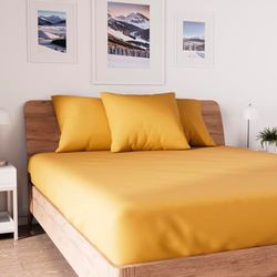 Soleil d'ocre, Jersey Fitted Sheet, Cotton, Yellow, 90 x 190 cm
