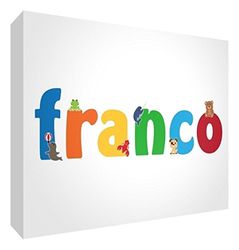 Little Helper LHV-FRANCO-A6BLK-15IT Decoratief paneel voor pasgeborenen/doop, cadeau-idee, personaliseerbaar ontwerp met naam van jongens Franco, meerkleurig, 10,5 x 14,8 x 2 cm