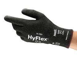 Ansell Hyflex 11-751 Safety Work Gloves Mechanical Protection, Size 8 (M), Noir (12 Paires)