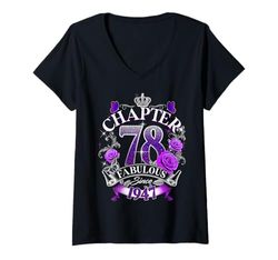 Womens Womens Chapter 78 Fabulous Since 1947 78th Birthday Queen V-Neck T-Shirt