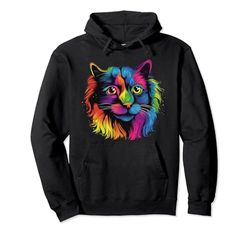 Simpatico gatto arcobaleno colorato per donne, ragazze, uomini, ragazzi, amanti Felpa con Cappuccio