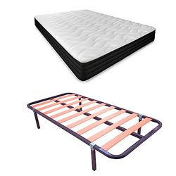 DUÉRMETE ONLINE - Letto completo con materasso Pocket Visco Reversibile (lato inverno/estate) + Rete Basic con 4 gambe morsetto, 90 x 190 cm