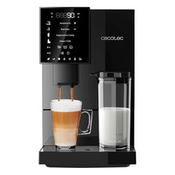 Cecotec Machine a Cafe Grain Cremmaet Compactccino Black. 19 barres, Thermoblock, Grains de café fraîchement moulus avec Plug&Play, Réservoir de café de 150gr avec moulin, 1,1 L d'eau, 400ml de lait